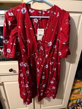 Free People Red Floral Mini Dress